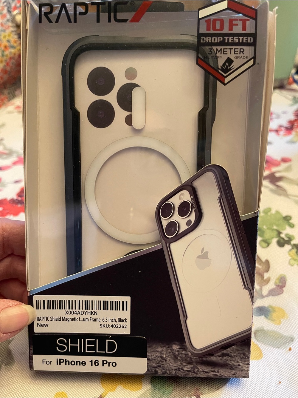 Raptic Shield Magnetic Clear Case for iPhone 16 Pro - Black Frame